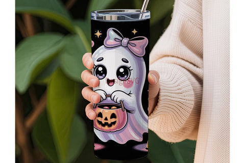 Kawaii Ghost Halloween 20oz Tumbler Wrap Sublimation DesignSVG 