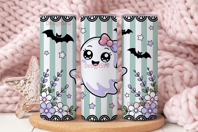 Kawaii Ghost Halloween 20oz Tumbler Wrap Sublimation DesignSVG 