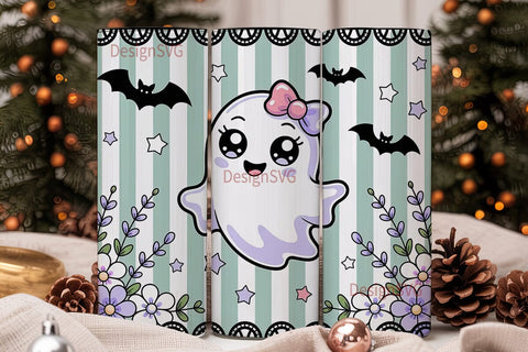 Kawaii Ghost Halloween 20oz Tumbler Wrap Sublimation DesignSVG 