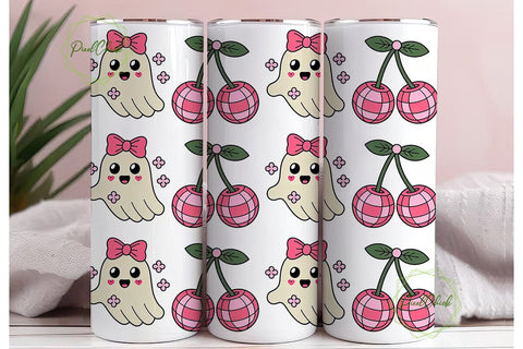 Kawaii Ghost Halloween 20oz Tumbler Wrap Sublimation PixelChick 