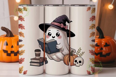Kawaii Ghost Halloween 20oz Tumbler Wrap Sublimation PixelChick 