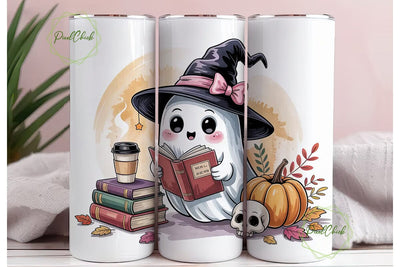 Kawaii Ghost Halloween 20oz Tumbler Wrap Sublimation PixelChick 