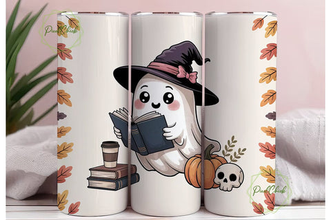 Kawaii Ghost Halloween 20oz Tumbler Wrap Sublimation PixelChick 
