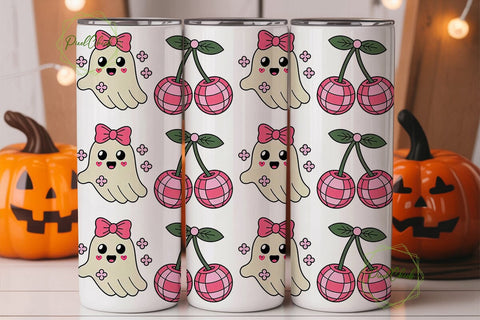 Kawaii Ghost Halloween 20oz Tumbler Wrap Sublimation PixelChick 