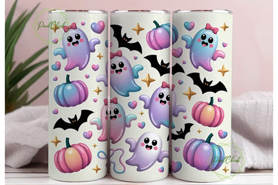 Kawaii Ghost Halloween 20oz Tumbler Wrap Sublimation PixelChick 