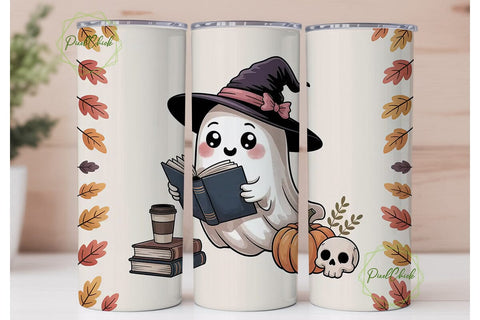 Kawaii Ghost Halloween 20oz Tumbler Wrap Sublimation PixelChick 