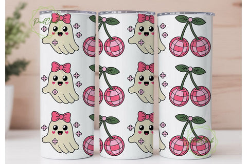 Kawaii Ghost Halloween 20oz Tumbler Wrap Sublimation PixelChick 