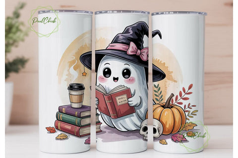 Kawaii Ghost Halloween 20oz Tumbler Wrap Sublimation PixelChick 
