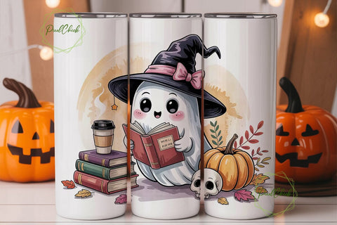 Kawaii Ghost Halloween 20oz Tumbler Wrap Sublimation PixelChick 