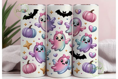 Kawaii Ghost Halloween 20oz Tumbler Wrap Sublimation PixelChick 