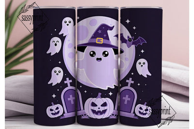 Kawaii Ghost Halloween 20oz Tumbler Wrap Sublimation sassyprint 