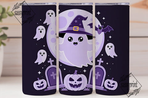 Kawaii Ghost Halloween 20oz Tumbler Wrap Sublimation sassyprint 