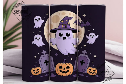 Kawaii Ghost Halloween 20oz Tumbler Wrap Sublimation sassyprint 