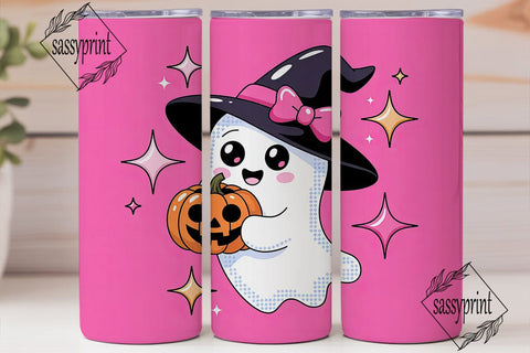 Kawaii Ghost Halloween 20oz Tumbler Wrap Sublimation sassyprint 