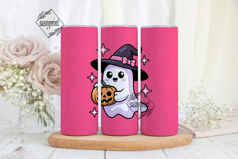 Kawaii Ghost Halloween 20oz Tumbler Wrap Sublimation sassyprint 