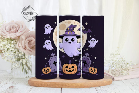 Kawaii Ghost Halloween 20oz Tumbler Wrap Sublimation sassyprint 