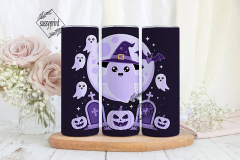 Kawaii Ghost Halloween 20oz Tumbler Wrap Sublimation sassyprint 