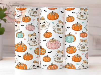 Kawaii Ghost Halloween Pattern 20oz Tumbler, Kawaii Ghost Motif, Halloween Pattern Design, Whimsical Theme, Festive Accent, Spooky Charm, Sublimation Wrap, 20oz Tumbler Sublimation Lara' s Designs 