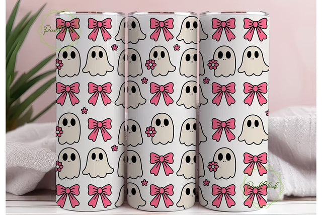 Kawaii Ghost Halloween Tumbler Wrap Sublimation PixelChick 