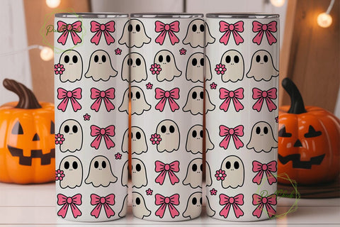 Kawaii Ghost Halloween Tumbler Wrap Sublimation PixelChick 