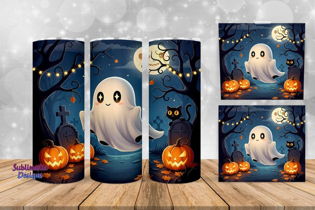 Kawaii Ghost Halloween Wrap | Halloween Tumbler Wrap for Sublimation Sublimation Sublimatiz Designs 