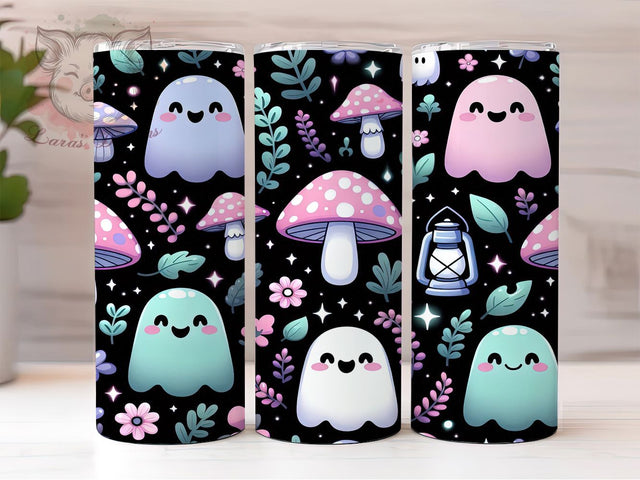 Kawaii Ghost Mushroom Halloween Tumbler Wrap, Cute Mushroom PNG, Pastel Halloween Cup, 20OZ Sublimation Design, Ghost And Mushroom Wrap, Spooky Cute Tumbler, Whimsical Halloween PNG Sublimation Lara' s Designs 