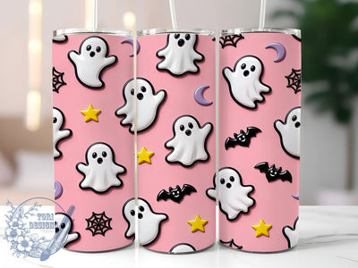 Kawaii Ghost Pattern 20oz Tumbler, Ghost Motif, Kawaii Theme, Pattern Accent, Glow Art Design, Whimsical Flair, Sublimation Wrap, 20oz Tumbler Sublimation ToriDesigns 
