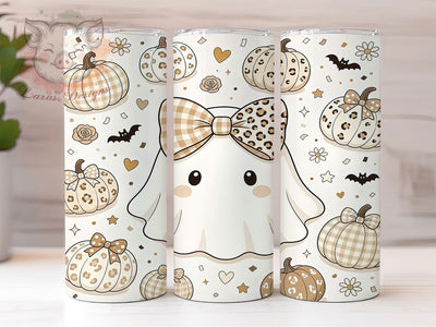 Kawaii Ghost Pumpkin 20oz Tumbler, Kawaii Ghost, Pumpkin Design, Halloween Style, Spooky Cute, Whimsical Pattern, 20oz Wrap, Sublimation Tumbler Sublimation Lara' s Designs 