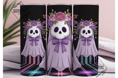 Kawaii Ghost Trio 20oz Tumbler Wrap Sublimation sassyprint 