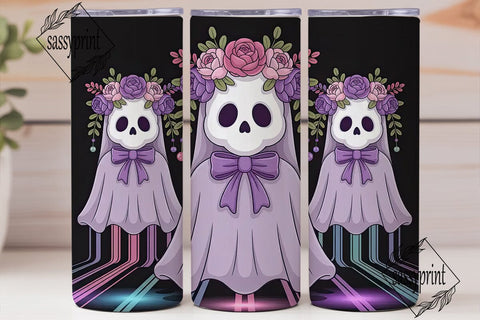 Kawaii Ghost Trio 20oz Tumbler Wrap Sublimation sassyprint 