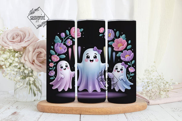 Kawaii Ghost Trio 20oz Tumbler Wrap Sublimation sassyprint 