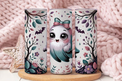 Kawaii Ghost Tumbler Wrap Sublimation DesignSVG 