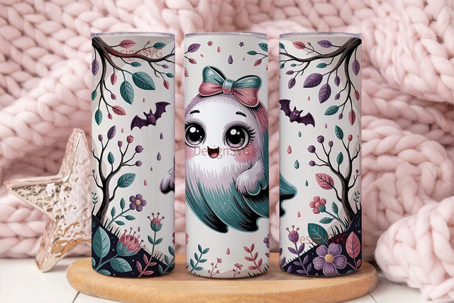 Kawaii Ghost Tumbler Wrap Sublimation DesignSVG 