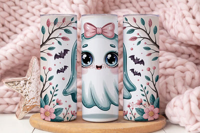 Kawaii Ghost Tumbler Wrap Sublimation DesignSVG 