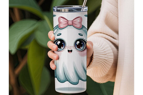 Kawaii Ghost Tumbler Wrap Sublimation DesignSVG 