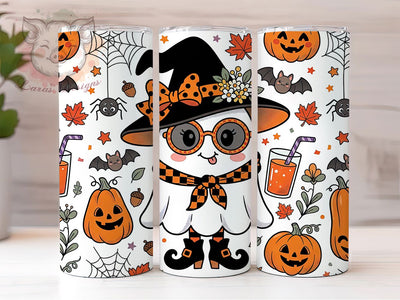 Kawaii Ghost Witch 20oz Tumbler, Ghost Motif, Kawaii Style, Witch Theme, Halloween Design, Cute Spooky, 20oz Wrap, Sublimation Tumbler Sublimation Lara' s Designs 