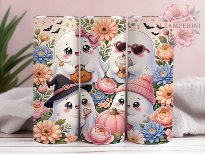 Kawaii Ghosts 20oz Tumbler, Kawaii ghost design, Halloween tumbler wrap, 20oz skinny tumbler, Cute ghost halloween, Halloween ghost print, Sublimation halloween design Sublimation Li Zamperini 