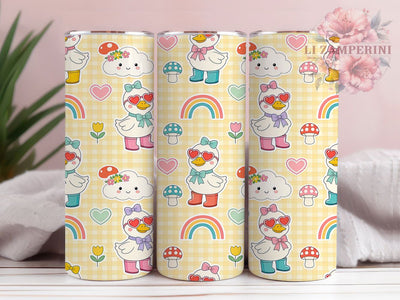 Kawaii Goose Nursery Gingham 20oz Tumbler, Kawaii Goose, Nursery Theme, Gingham Plaid, 20oz Tumbler Wrap, Sublimation Design, Baby Farm Animal, Digital Download Sublimation Li Zamperini 