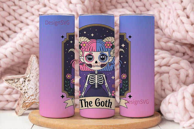 Kawaii Goth Girl 20oz Tumbler Wrap Sublimation DesignSVG 