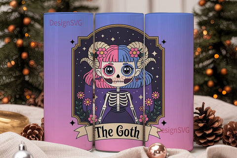 Kawaii Goth Girl 20oz Tumbler Wrap Sublimation DesignSVG 