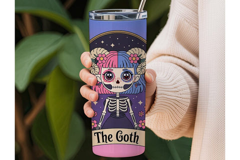 Kawaii Goth Girl 20oz Tumbler Wrap Sublimation DesignSVG 