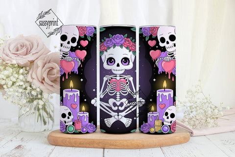 Kawaii Goth Skull 20oz Tumbler Wrap Sublimation sassyprint 