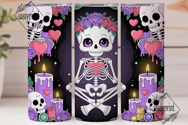 Kawaii Goth Skull 20oz Tumbler Wrap Sublimation sassyprint 
