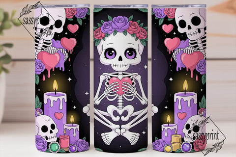 Kawaii Goth Skull 20oz Tumbler Wrap Sublimation sassyprint 