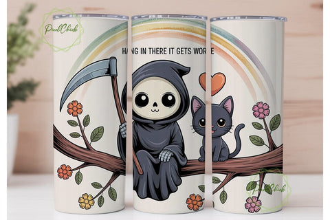 Kawaii Grim Reaper 20oz Tumbler Sublimation PixelChick 