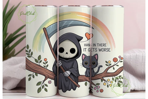Kawaii Grim Reaper 20oz Tumbler Sublimation PixelChick 