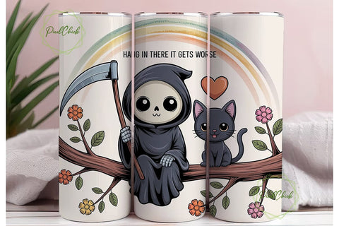 Kawaii Grim Reaper 20oz Tumbler Sublimation PixelChick 