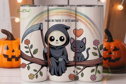 Kawaii Grim Reaper 20oz Tumbler Sublimation PixelChick 