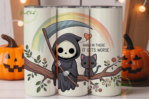 Kawaii Grim Reaper 20oz Tumbler Sublimation PixelChick 