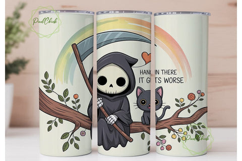 Kawaii Grim Reaper 20oz Tumbler Sublimation PixelChick 